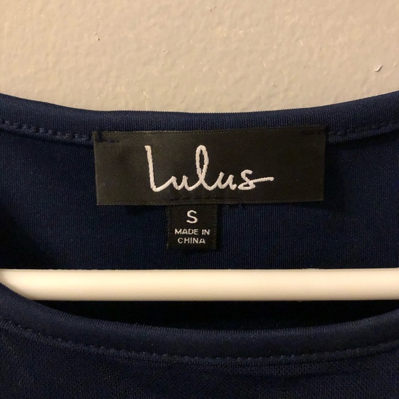 Lulu's Navy Blue Mesh Detail Dress NWOT - Picture 4 of 7